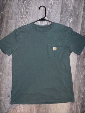 Carhartt Deep Green Loose Fit Tee with Logo Print